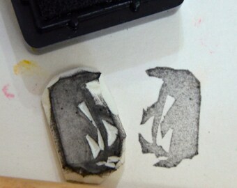 Penguin-Handmade unmounted Rubber stamp