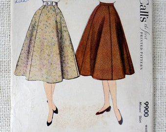 McCall's 9900 Vintage Sewing Pattern Skirt 1950 skirt Waist 26 Gored rockabilly