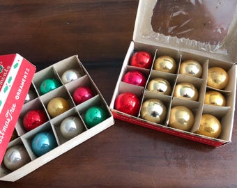Mini Glass Christmas Tree Ornaments - MulticolorMercury Glass Feather Tree Ornaments Shiny Brite and Japan