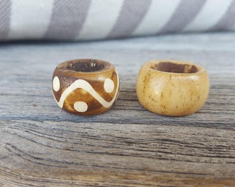2 x Handcarved Bone Dreadlock Beads