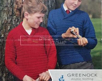 Child's Sweater DK 22-32" Greenock 97 Vintage Knitting Pattern PDF instant download