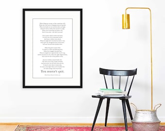 Don't Quit Poem Framed Print, inspirational gift, keep going