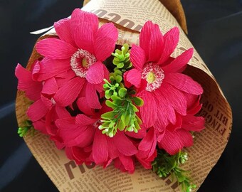 Paper bouquet-paper flower- gerberas bouquet- paper gerberas-paper chrysanthemum-mother's day gift-wedding decoration
