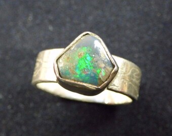 Australian Lightning Ridge Opal Silver Ring