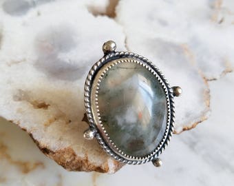 no. 644 - sterling silver and moss agate ring