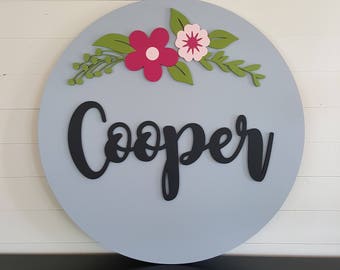 Name Round - Wooden Name Sign - Round Name Sign - Nursery Name Plaque