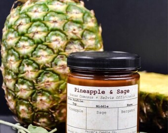 Pineapple & Sage Scented Natural Soy Wax Candle