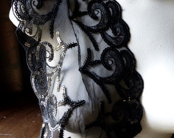 SALE BLACK Beaded Lace Trim for Lyrical Dance, Ballet, Garments, Costumes
