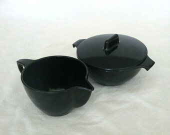 Vintage Black Melmac Sugar and Creamer Set