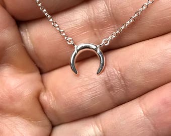 Upside down moon sterling silver necklace. Dainty moon necklace. Crescent necklace. Moon necklace