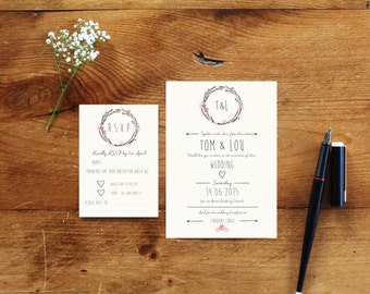 100 Wedding Invitations and RSVP bundle