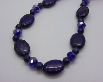Lapis lazuli & Crystal 8 mm grade A with pucks