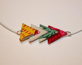 Quartet of pastel triangles fabric pendant