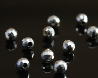 Sterling Silver Beads 3mm Faceted Mirror Beads - Select Pack Size