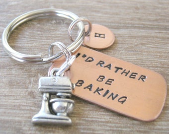 Personalized Baking keychain, Personalized Baker's Keychain, mixer charm, gift for baker, Baker's gift, Baking, optional initial disc