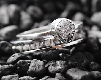 Gold Engagement Ring Fine Jewelry Grey Diamond Ring Engagement Ring White Gold Ring Natural Diamond Ring Wedding Raw Diamond Ring