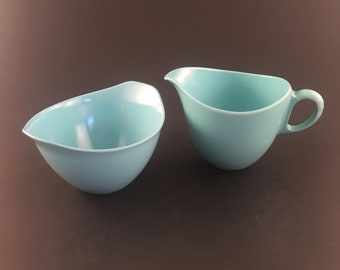 Vintage Oneida Melmac Melamine Creamer Set, Turquoise Melamine Sugar Bowl and Creamer Set, Vintage Melmac Melamine Set, Made in USA