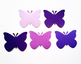 50 Butterfly cut outs in shades of purple, paper butterflies, butterfly die cuts, wedding confetti, butterfly party confetti