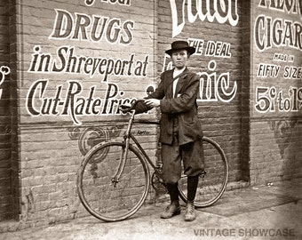 Vintage Photo Delivery Newsboy - Shreveport, LA - Drug Store - Cigars - Old Photo Print