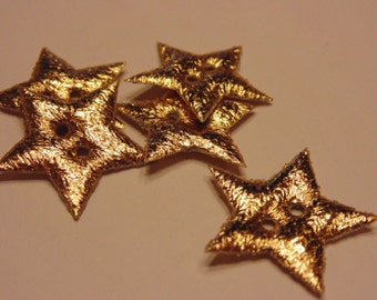 5 gold color puffy fabric buttons, 25 mm (24)
