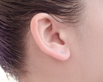 Tiny Bar Stud Earrings, Sterling Silver, Gold Plated, Bar Post Earrings, Line Earrings, Minimalist Lunaijewelry, Gift for Her, STD032
