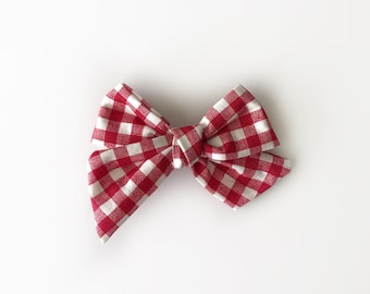 Red Gingham Twirl Bow
