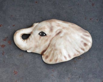 Elephant Brooch - Carol Halmy Porcelain - Large Lapel Pin