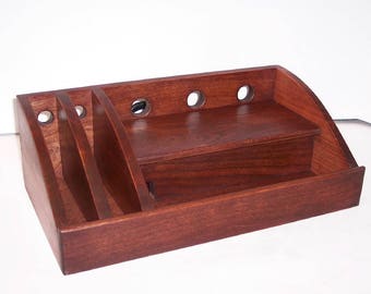 Charging Station / Docking Station with slots for iPad, Kindle, Nook, iPhone, cell phone Handcrafted in Cherry with attached power strip