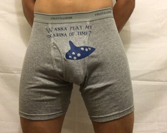 Legend Of Zelda Ocarina Boxers, Legend Of Zelda Boxers, Zelda Underwear, Zelda, Link, Ocarina, Funny Boxers