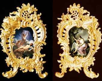 Pair symetrical picture frames #4, Baroque/Rococo,Aurora/Cephalus and Venus/Eros. Wall decor.