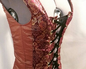 Renaissance Bodice - Copper and Purple - XS