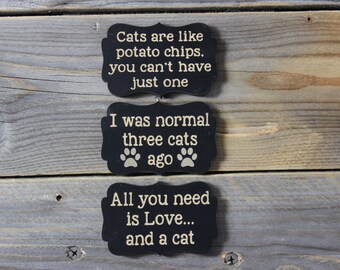 magnet,set of three,magnets,cat, cat lover, cat lady,magnet set,funny,humor,fridge,refrigerator,cute,silly,gift