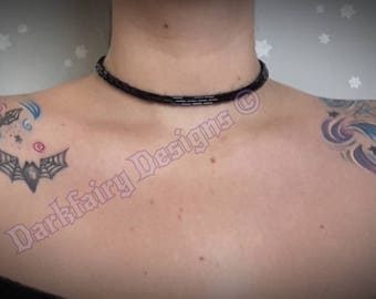 A simple black beaded choker. Ladies / girls / goth / fashion