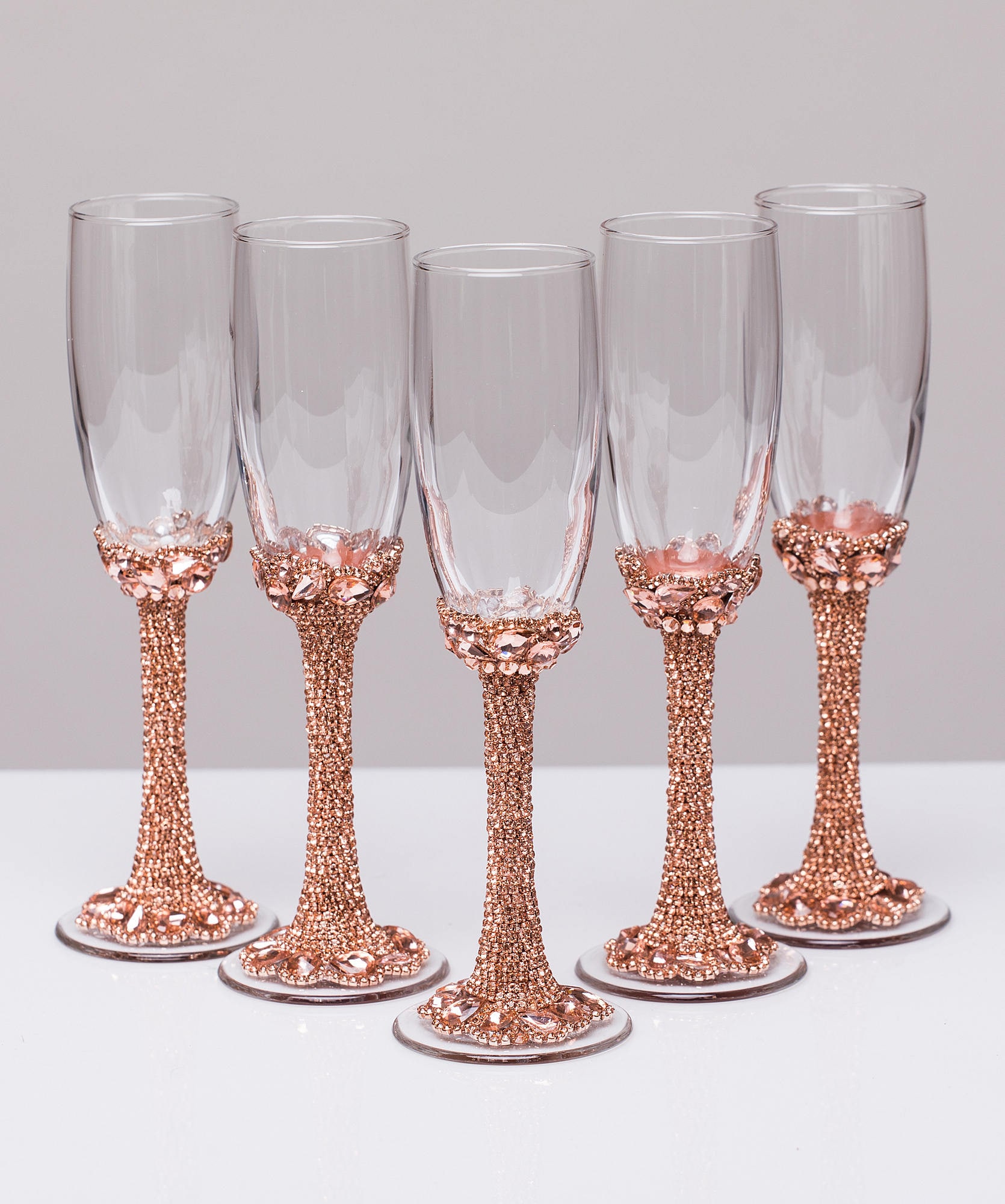 Personalized glasses rose gold Champagne flutes wedding