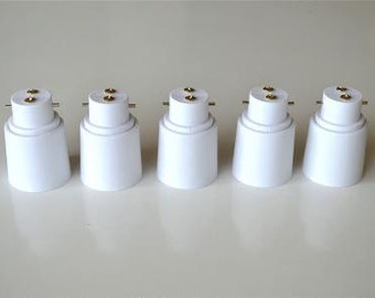 Un conjunto de 5 B22 a E27 Luz adaptador bayoneta bulbo portalámparas Edison conversión BE1