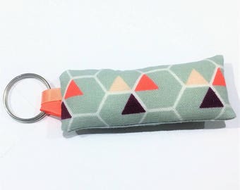 Geometric Triangles fabric key fob
