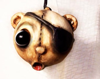 Christmas Teddy Bear Ornament - Creepy Cute - Pirate Bear - MADE TO ORDER -