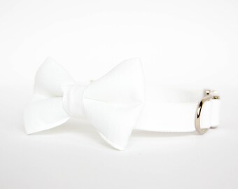Wedding Bow Tie Dog Collar in White