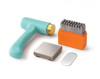 ImpressArt UPPERCASE BASIC Metal Stamping Kit, Sans Serif 3mm Upper Case Alphabet Stamps, Hammer, Steel Bench Block, Blanks, Metal Stamp Set