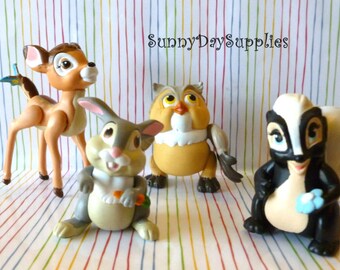 McDonalds Happy MealToys, Bambi, Thumper, Owl and Flower, 1988, Skunk, Rabbit, Miniature Animals, Vintage Toys and gifts for kids