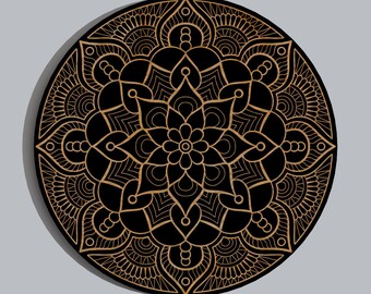 Floral Mandala Geometric Laser Engraved Wood Wall Art