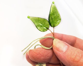 Green Transparent Leaf Headpin Pair
