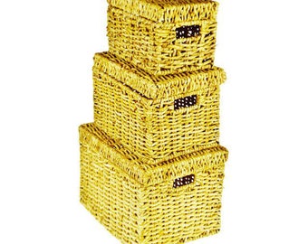 Wicker Nesting Storage Boxes - Set of 3