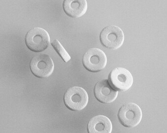 30 pcs White Round Washer, Greek Ceramic Beads, Disc Ceramic Beads, Spacer Disc - 8mm C 10 320