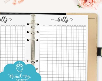Bill planner inserts: "BILL TRACKER" Bill pay, Bill due, Bills calendar, Monthly bill tracker, Bill organizer, A5, medium, Finance planner