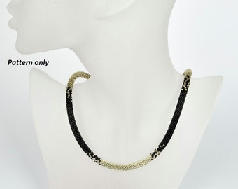 Bead Crochet Rope Pattern - black and silver - tutorial