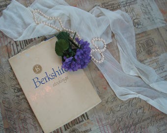 Vintage Womans Stockings-Seamed-Cuban Heel NYLON Stockings Hosiery 3 Pair SIZE 8 1/2 Berkshire" Deadstock-White Wedding-Bridal-Nurse