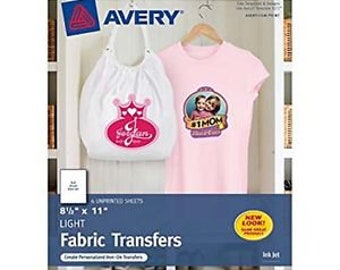 Avery 3271 Full Sheet (Light) 6 sheets Fabric Transfer Paper. 8 1/2" x 11"