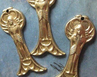 4 PC Raw Brass Egyptian Revival Pharaoh God Stamping / Penadnt - CC06