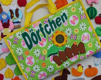 Playmat "Dörfchen" from felt and cotton
